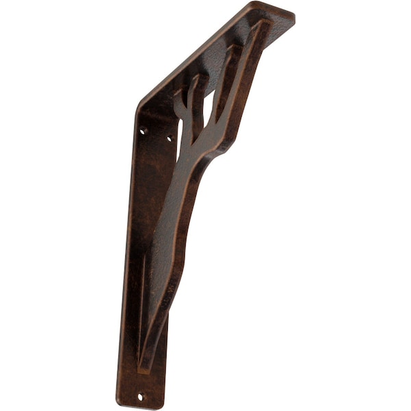 Ekena Millwork Damon Wrought Iron Bracket, (Single center brace), Antiqued Copper 1 1/2"W x 5 1/2"D x 8"H BKTM01X05X08SDAACO - main